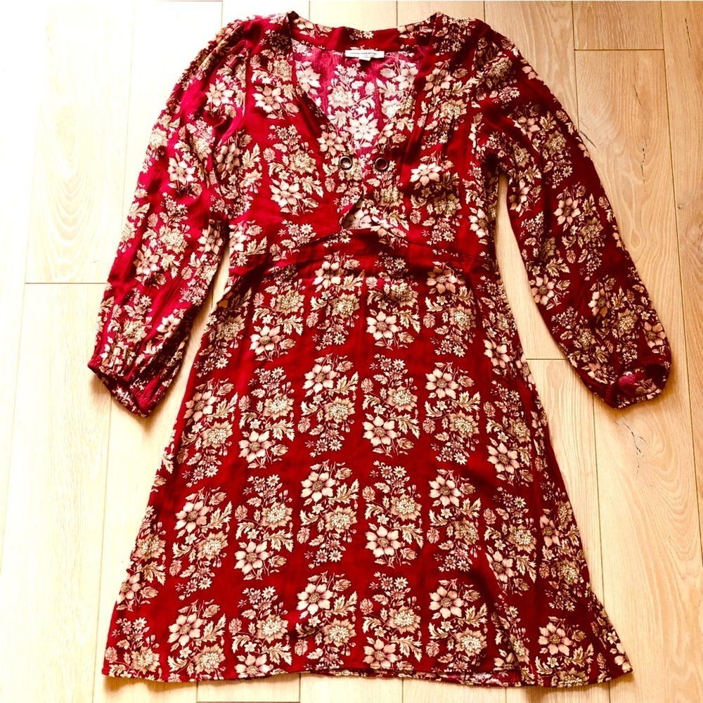 American Eagle Outfitters Red Floral Viscose Dress